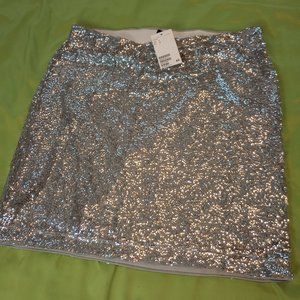 H&M Silver Sequin Mini Skirt size L